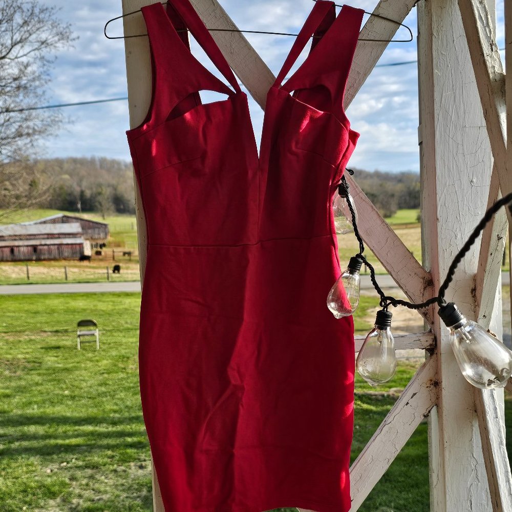 Solemio red bodycon dress size large - Picture 1 of 7
